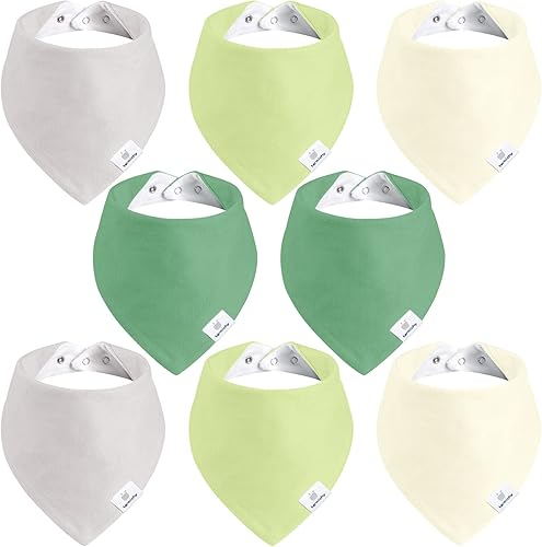 Termichy Baberos bandana para bebé, paquete de 8 baberos de algodón orgánico para dentición y babeo, unisex para niños y niñas