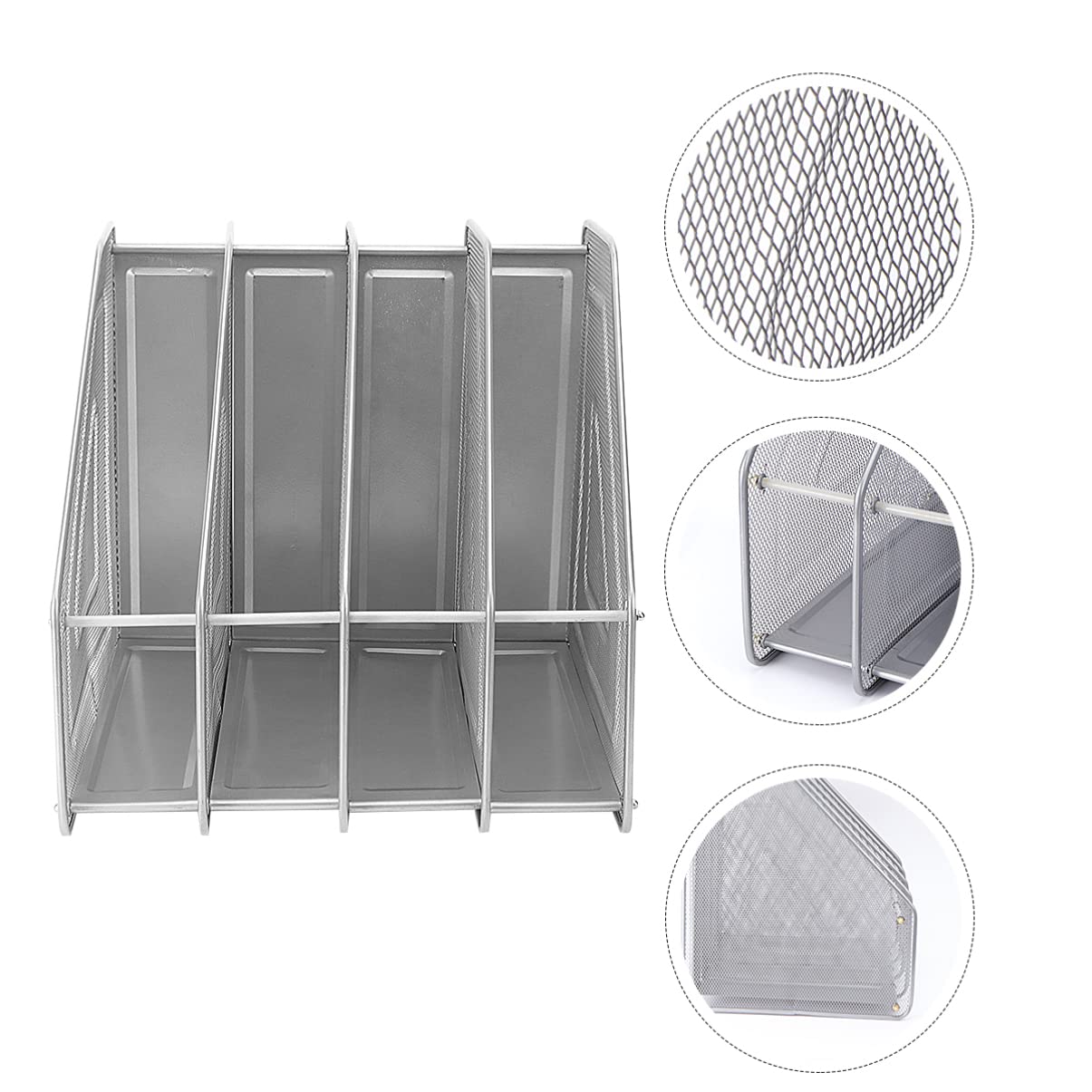 Organizer do przechowywania plików, 4-komorowy uchwyt na dokumenty Stojący folder do przechowywania Półka na dokumenty Rama Metalowy papier Zeszyt Magazyn Księgarnia do biura Materiały dla uczniów