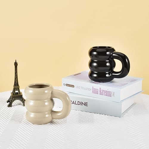 Miniatura 7 de Koythin Taza de café de cerámica, diseño creativo de trayectoria planetaria con asa para oficina y hogar, 13.5 oz13.5 fl oz para café con leche