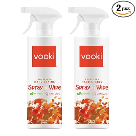 Vooki Ecofriendly Hard Stains Spray and Wipe for Toughest House Hold Stains 500 Ml - (Pack of 2)