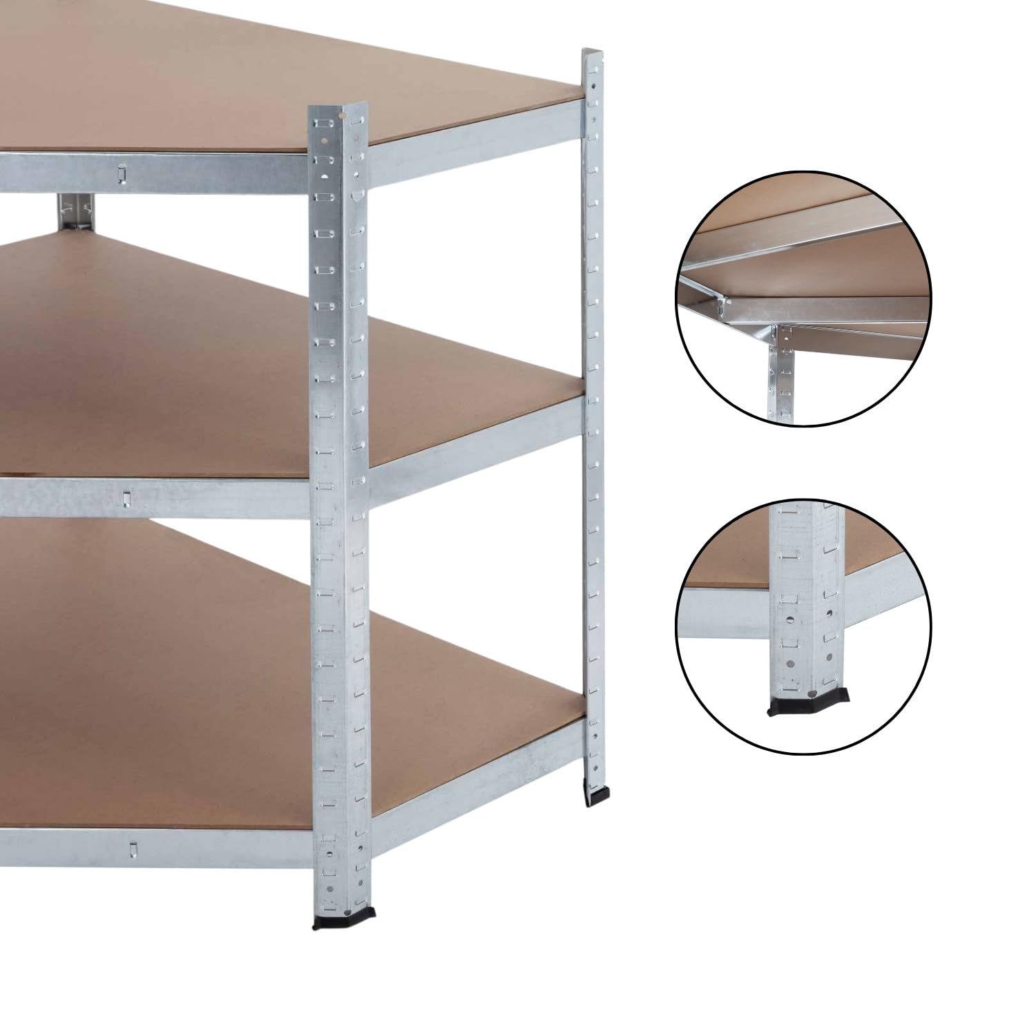 THINIA HOME - Estantería Esquinera Modular Gris 5 Baldas Ajustables 180x90x40x70,5cm 875Kg