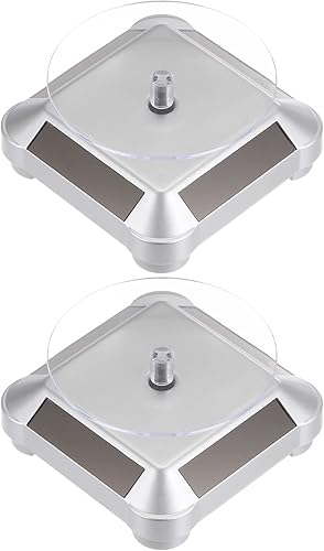 Miniatura 1 de HARFINGTON Soporte de exhibición solar, placa giratoria de 3.54 pulgadas de diámetro, doble uso, rotación bidireccional de 360°, plástico ABS,