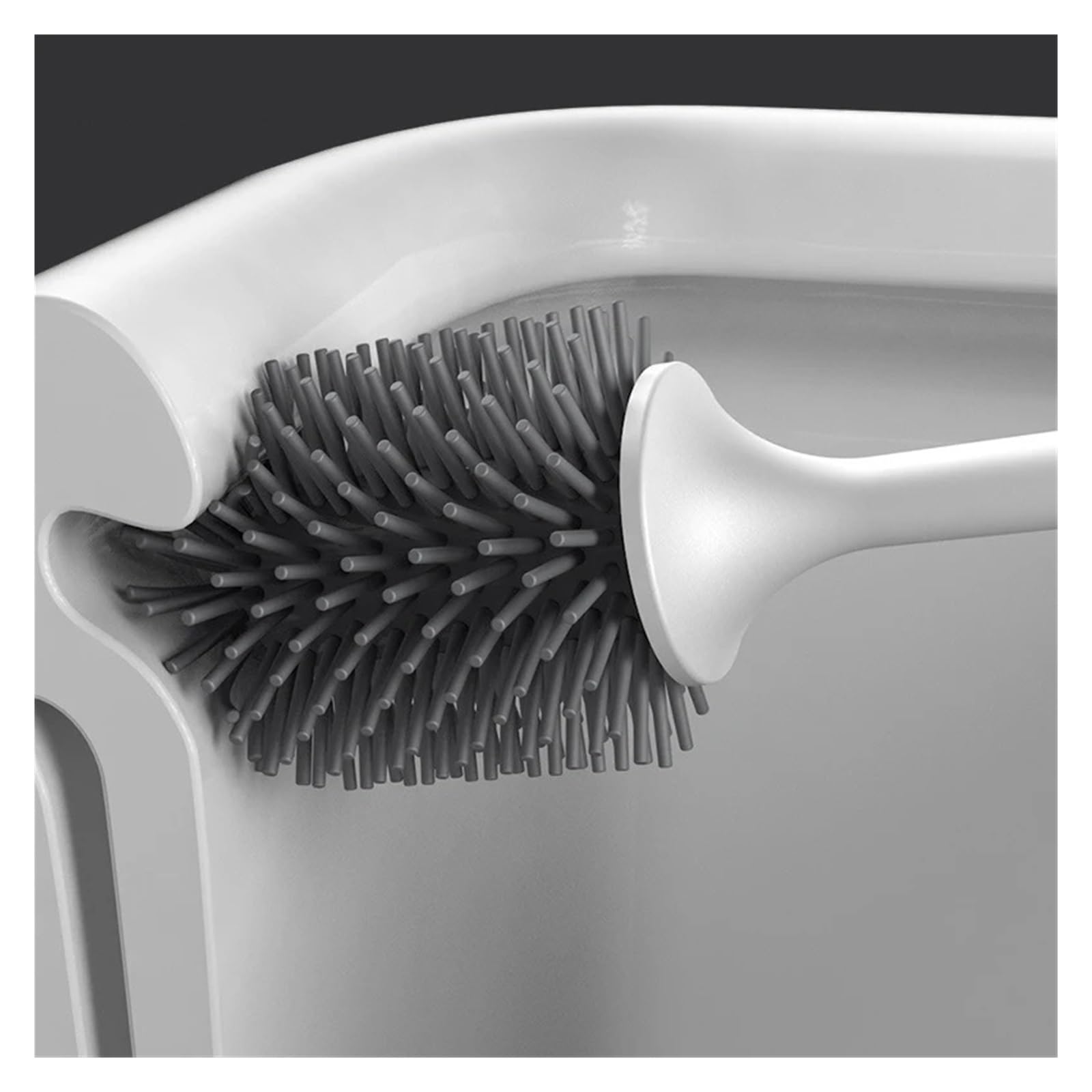 Klobürste Toilettenbürste mit Silikonkopf | Wandmontierte Reinigungs-Badezimmerzubehör-Sets mit langem Griff(Floorstanding Gray)