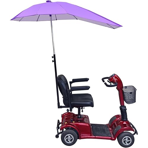 Sunshade Canopy for Mobility Scooters – UV & Rain Protection Electric Wheelchair Umbrella (Only Works with Scooters & Power Chairs Equipped with 1" x 1" Hitch Receiver) (Purple)