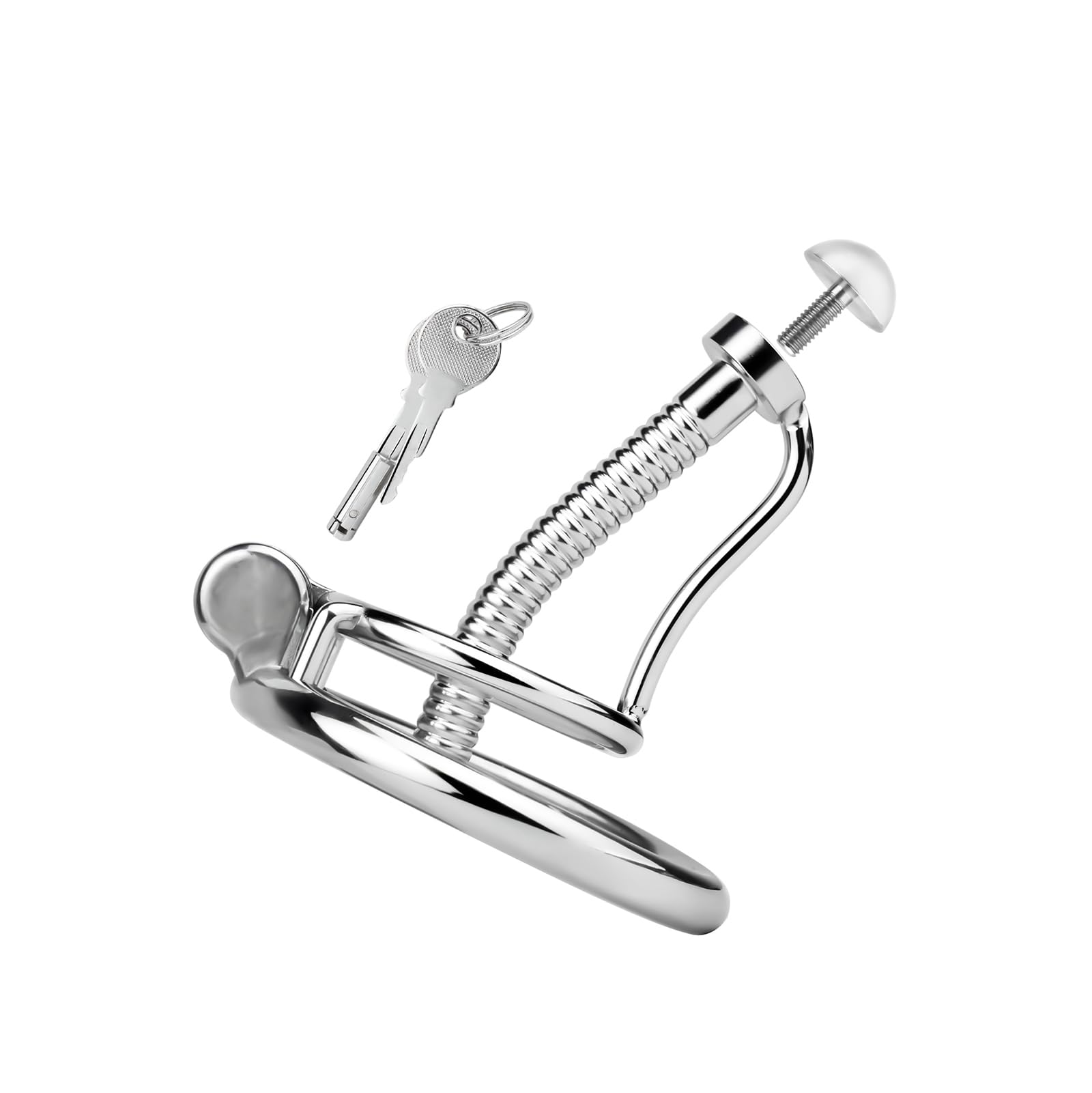 Wearable Stainless Steel Chastity Cage Adult Toys with Penis Plug Chastity Ring Sex Toys - Catheter Long Breathable Chastity Devices for Sissy Male Sex Toys BDSM Kit(S) Ring size 45mm S Size - Penis Plug Length 50mm