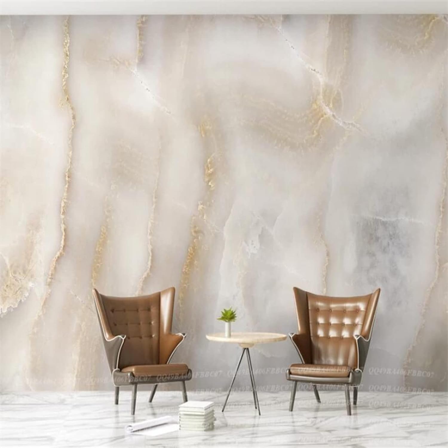 Papier peint photo 3D marbre 450x315 cm autocollant amovible grand format pour salon