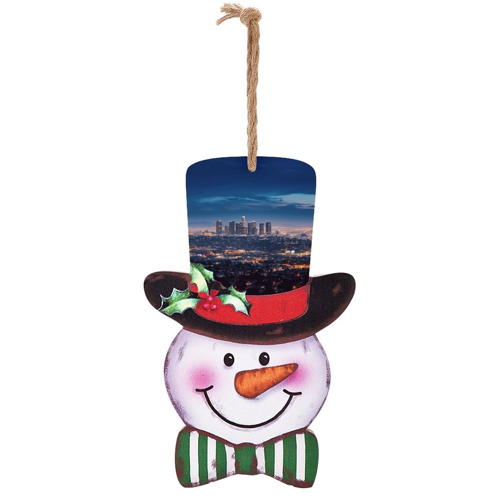 Plaque en bois de Noël idée cadeau maison avec motif bonhomme de neige Los Angeles