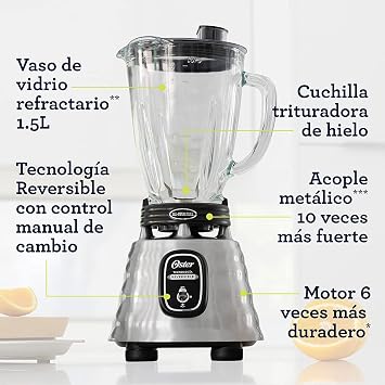 Classic blender Oster reversible chrome glass jar BLSTBESTE013