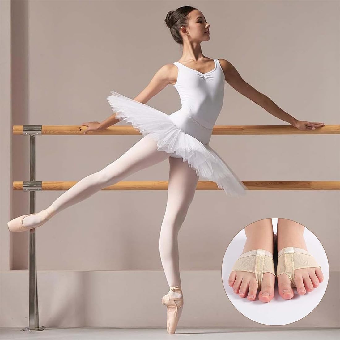 Almohadillas antideslizantes para ballet, almohadillas metatarsianas, cordones para danza