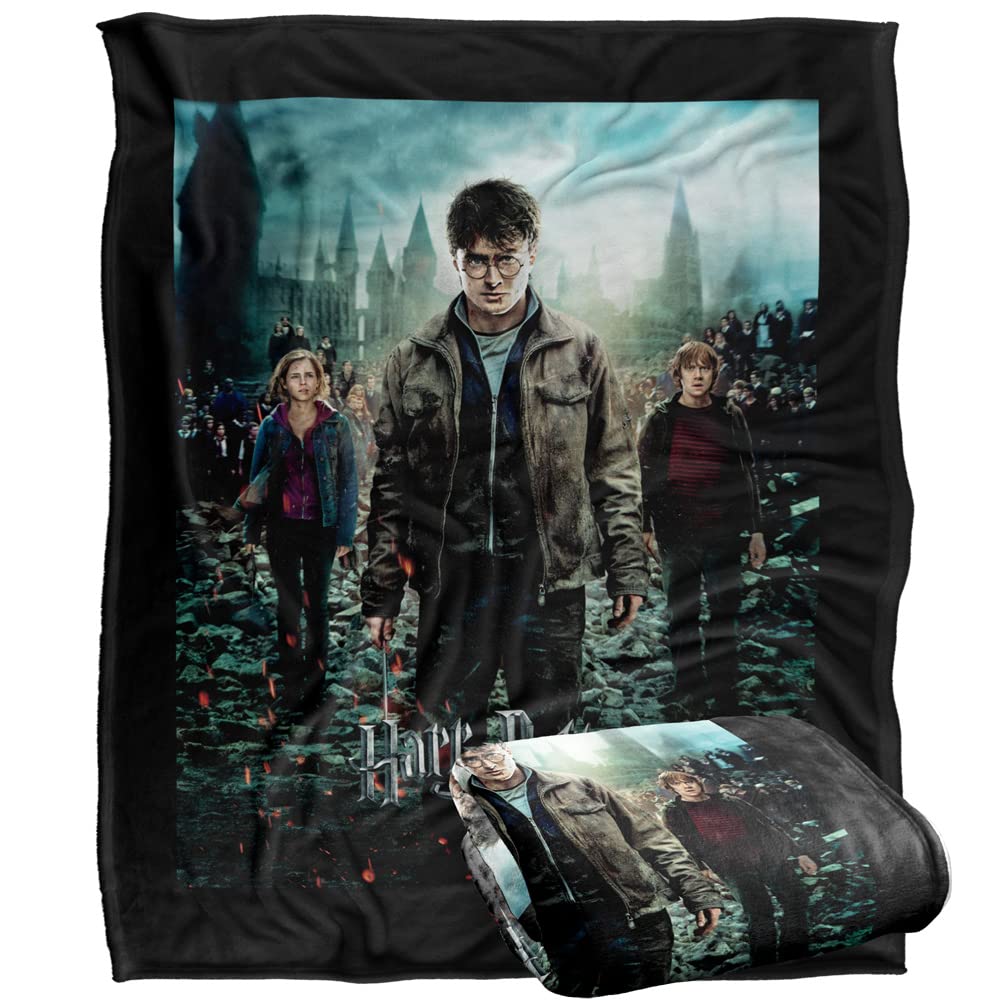HARRY POTTER Deathly Hallows Part 2 Poster Officially Licensed Silky Touch Super Soft Throw Blanket 152 x 127 cm