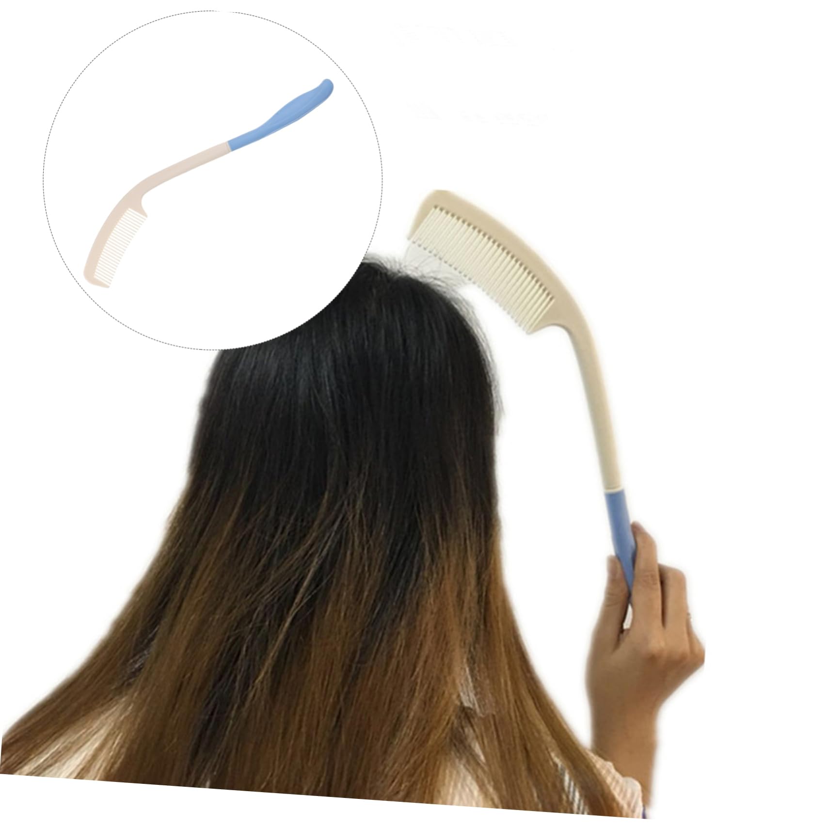FRCOLOR 5pezzi Pettine Ergonomico Lungo Manico Per Anziani e Persone Con Disabilità Pettine Curvo Antistatica Per Facilità Uso e Dei Casa