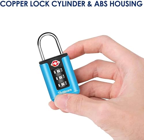 Miniatura 8 de Paquete de 2 cerraduras de equipaje aprobadas por la TSA, candado de viaje combinado, cerradura impermeable de 3 dígitos, cerradura reiniciable sin