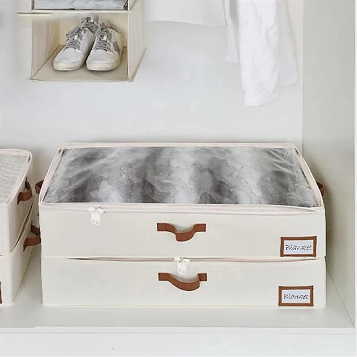 Under Bed Storage Box 2 Pack Foldable Underbed Storage Box for Clothes Under Bed Clothes Organizer with Sturdy Structure and Ultra Thick Fabric