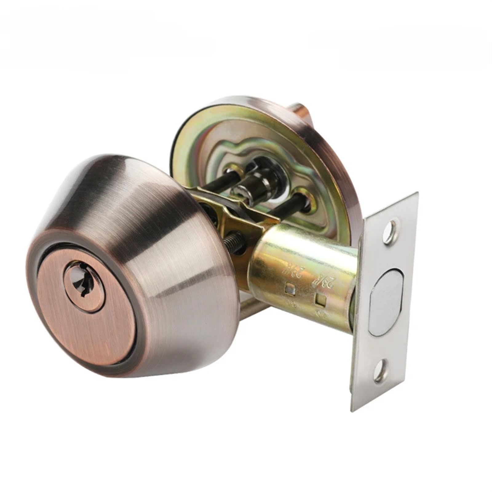 Lock cylinders Home Door Gate Single Cylinder Deadbolt Stainless Steel Dead Bolt Lock Round-Shape Locking Gear Invisible for Front/Exterior Doors(Style 4)