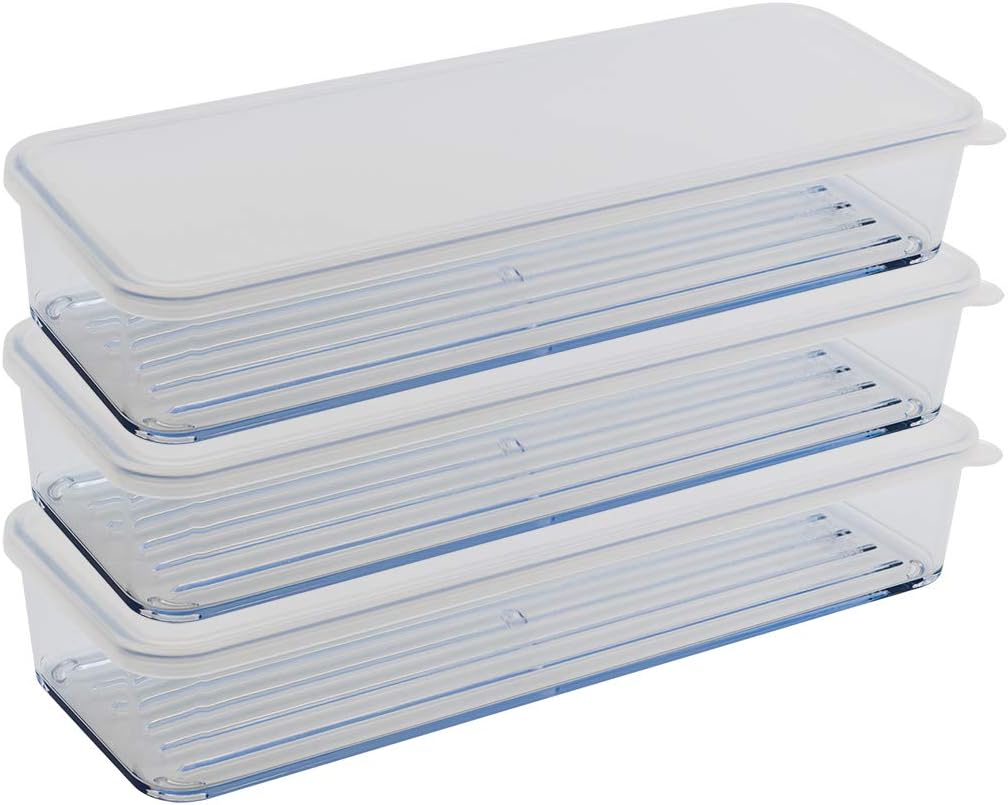 Silicook Flat Plastic Box for Kitchen for Kitchen&Refrigerator Organization, Transparent Food Storage Container for Kitchen, Fridge, Freezer (5 x 600ml)