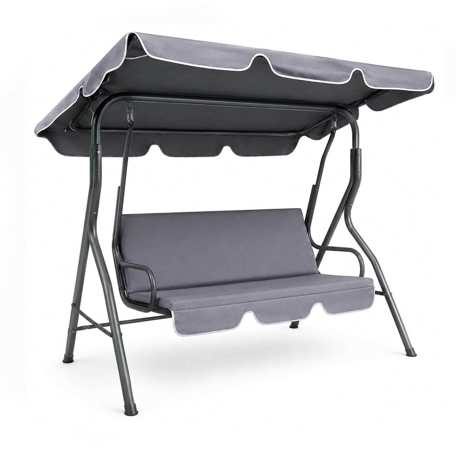 RMF PRO Dondolo da Giardino 3 Posti con Tetto Parasole Regolabile, Dondolo da Esterno con Struttura in Acciaio Resistente - Tessuto Impermeabile da Campeggio e Spazi Esterni 170x110x153 cm Grigio