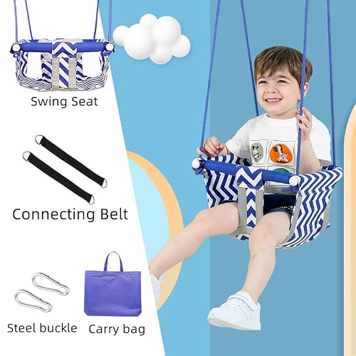 Toddler Baby Swing Seat With Heavy Duty Rope Play Secure Kids Swing Set, Secure Soft Canvas With Seat Belt For 6Months-14Years Old #TOP6