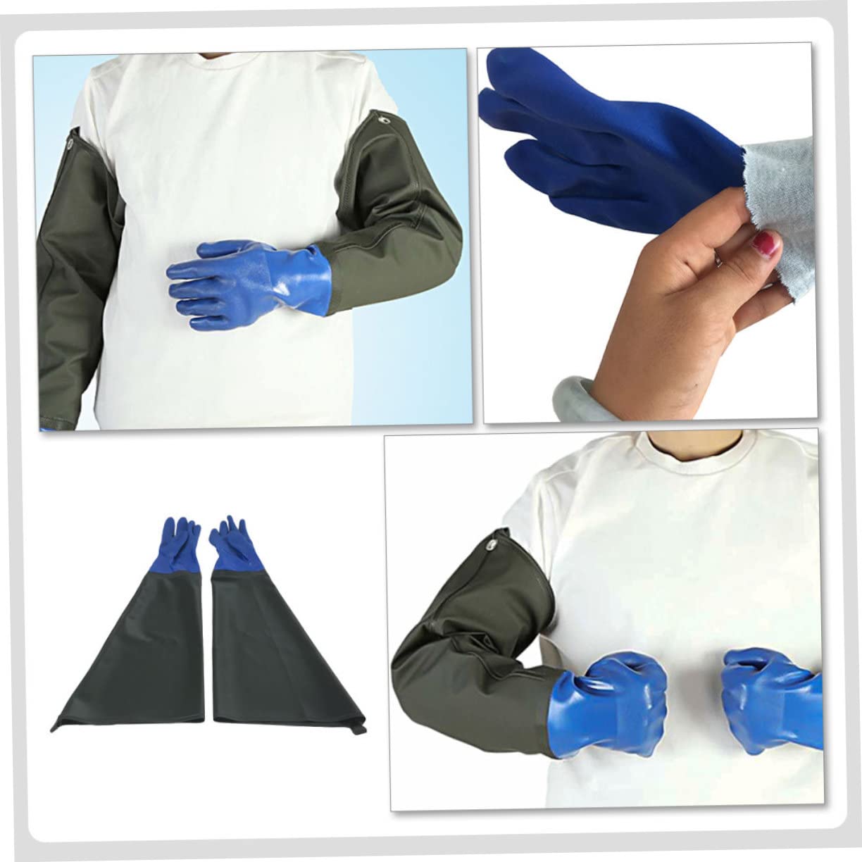 Sewroro Guantes de Goma Resistentes al Aceite y Ácidos con Recubrimiento PVC Antideslizante Extra Gruesos y Largos para Limpieza Industrial y Uso Seguro Trabajo Químico y Lavado de Platos
