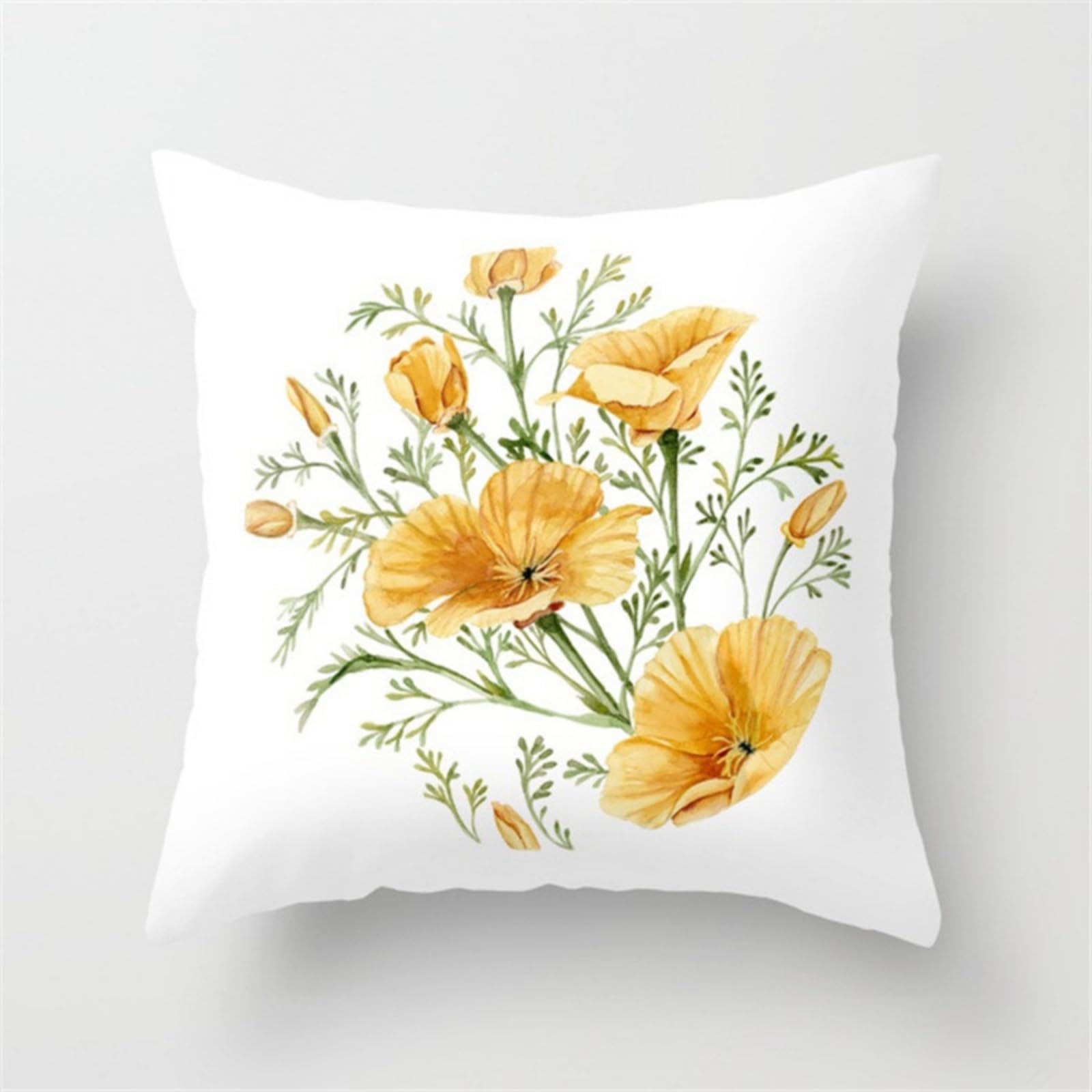 wxlmom Cushion Covers 40cm x 40cm Yellow Flower Pillowcase Invisible Zipper