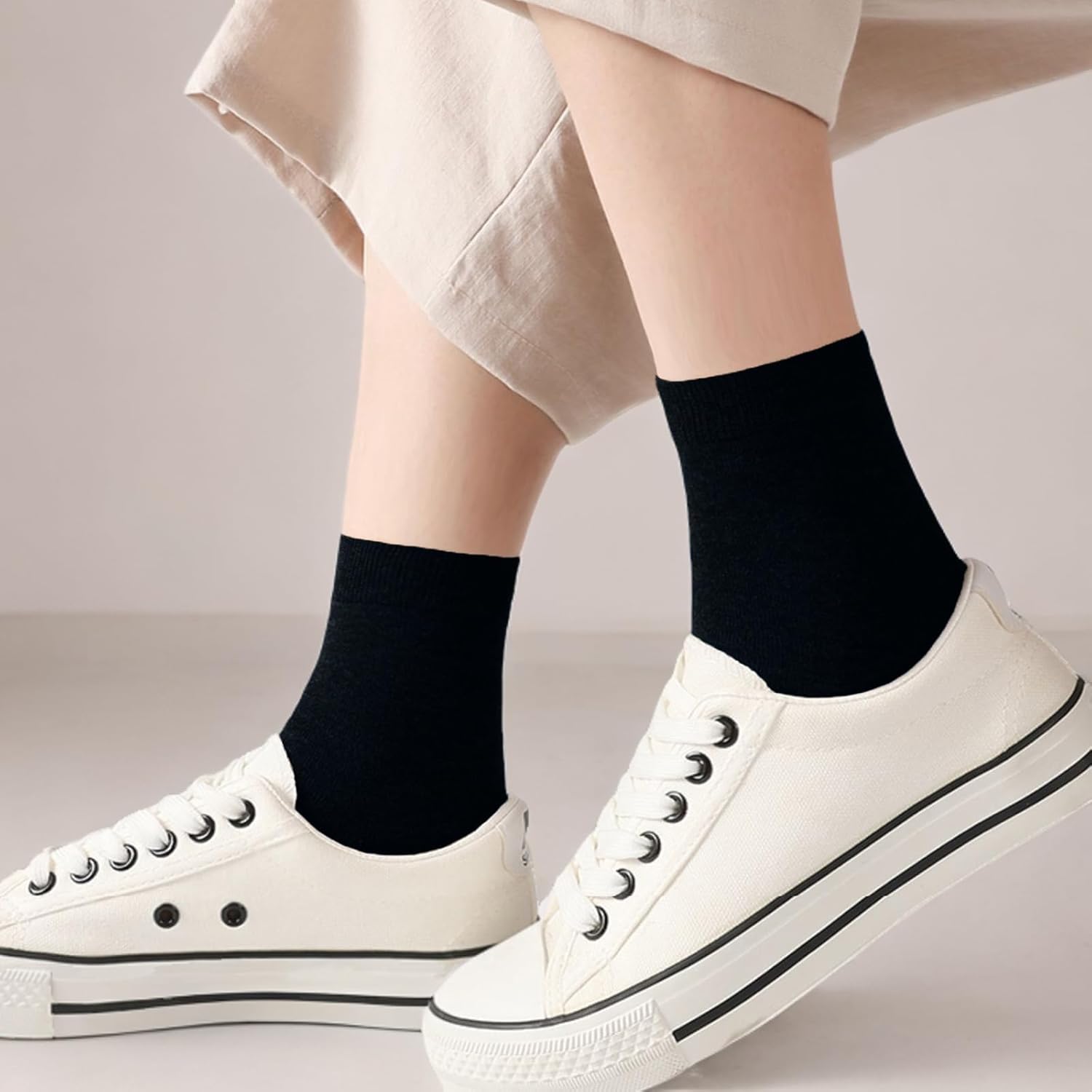 MAGIARTE Womens Mini Crew Socks Combed Cotton Casual Athletic Quarter Socks for women 6-Pack - Image 8