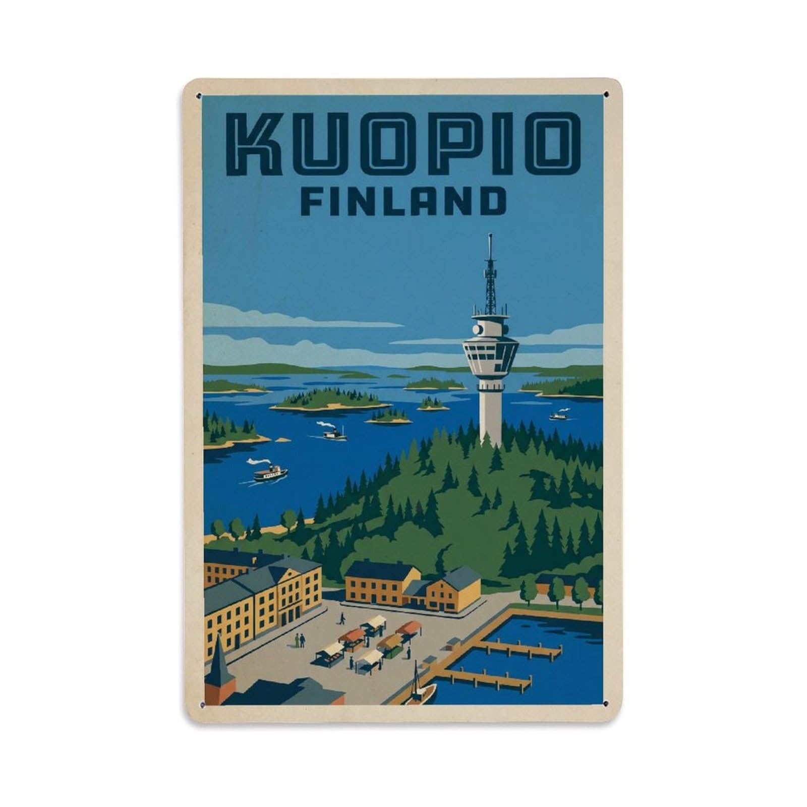 Metal Tin Sign Retro Finland Kuopio Travel