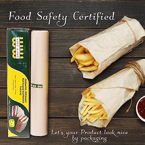 Image of Multipurpose Food Wrapping Paper 9+1 Meter (Greasproof) Food Grade Non Stick Microwave Safe Keeps Food Fresh - Brown Paper (Pack of 2) (9+1 Meter)