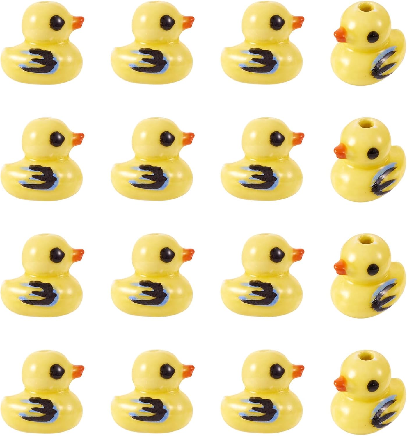 Craftdady 20pcs Duck Beads Yellow Duck Porcelain Beads Cute Loose Spacer Beads Handmade Printed Earring Beads Lovely Duck Bracelet Beads 12mm for DIY Craft Necklace Jewelry Making - Image 8