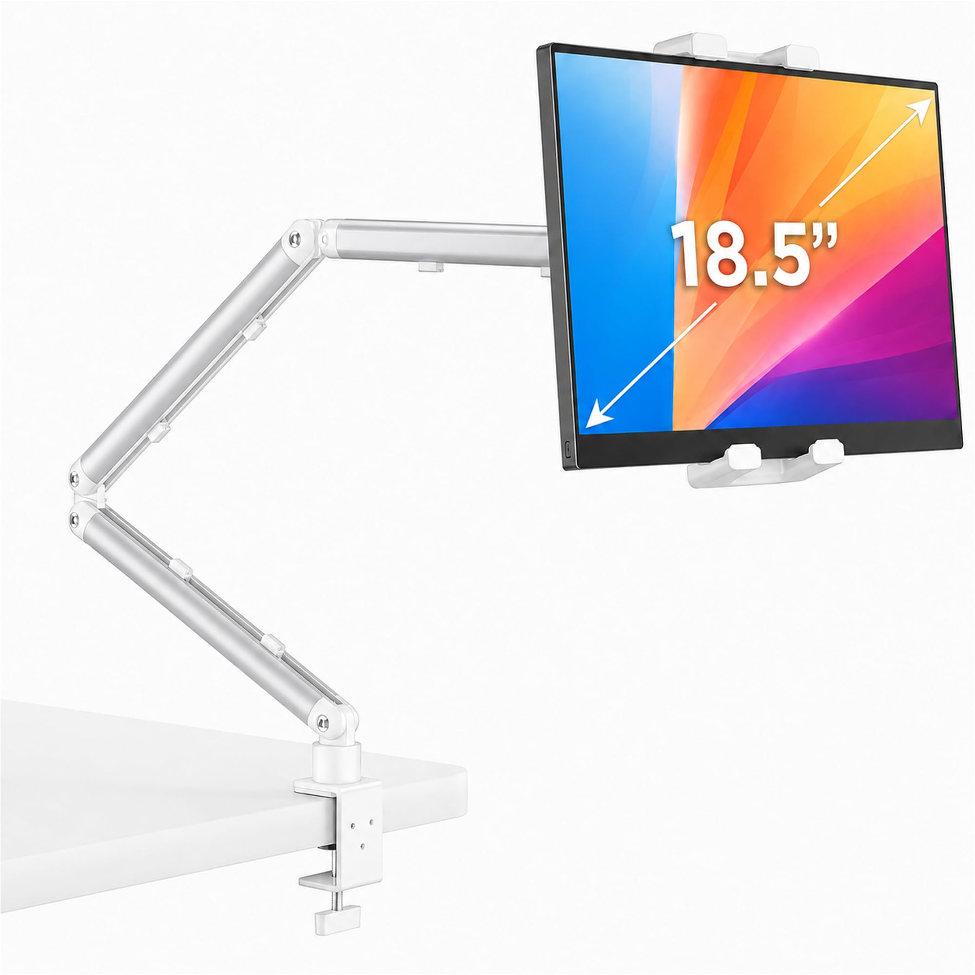 Portable Monitor Stand 15.6", Heavy Duty Tablet Arm Mount with Desk Clamp