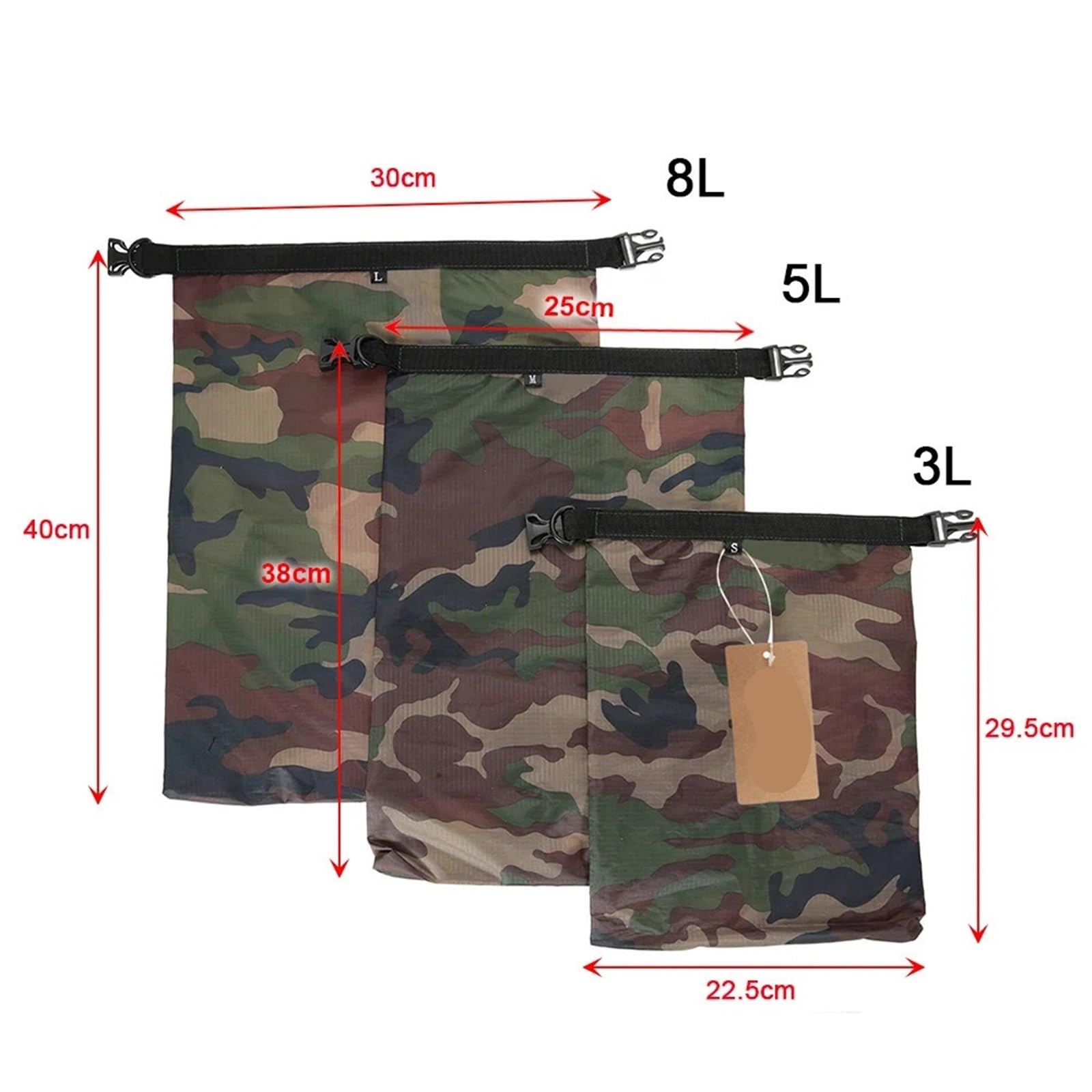 Trockensäcke Für Boote Wasserdichter Trockensack- 3er-Pack wasserdichte Tasche 3L, 5L, 8L Leichte Outdoor-Trockensäcke for Camping, Wandern, Reisen