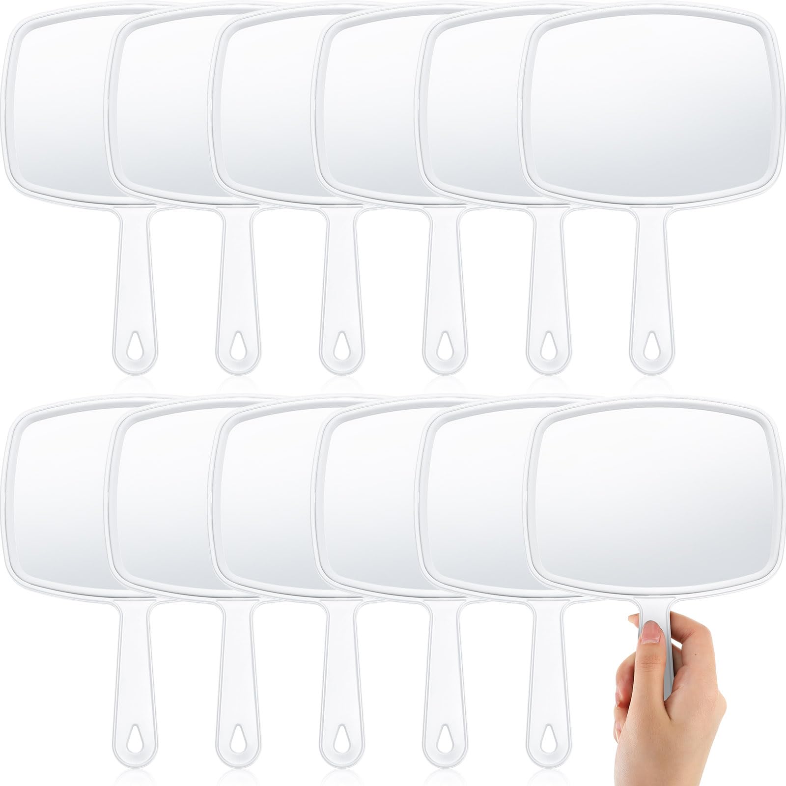 Sponsored Ad - 12 Pcs Hand Mirror Handheld Makeup Mirrors with Handle Wall Mount for Cosmetic Bathroom Home Barber Salon Travel Portable Beauty School Gift for Women Student 6.69 x 9.45 Inch(White)