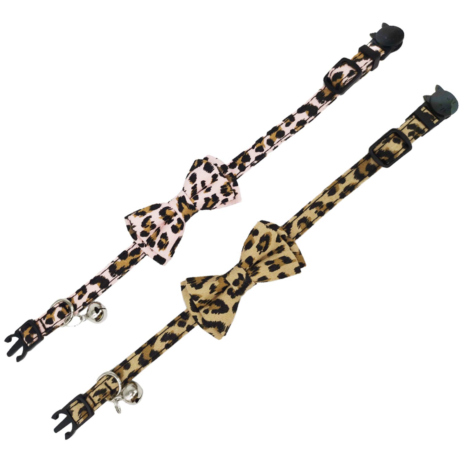 Katzenhalsband, mit Schleife und Glöckchen, verstellbar von 19 - 26 cm, 2 Stück