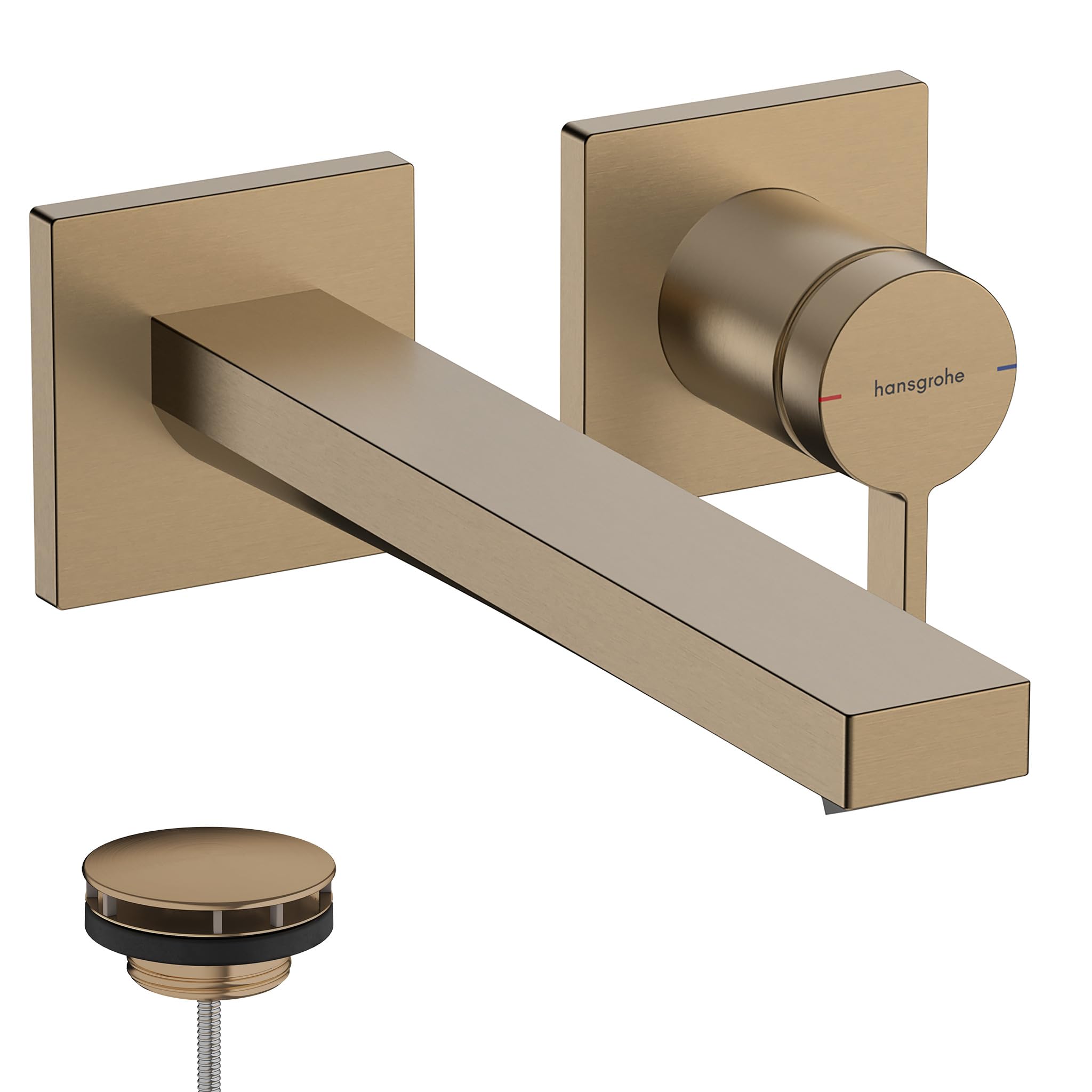 hansgrohe Tecturis E - bateria umywalkowa podtynkowa do montażu na ścianie z zestawem odpływowym, kran łazienkowy z długością wylewki 22,5 cm, oszczędność wody (EcoSmart+), brąz szczotkowany, 73051140