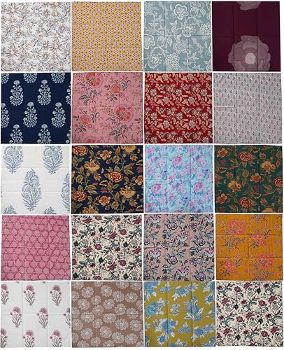 Image of Indian Cotton Cloth Napkins Hand Block Print Hand Made Size Assorted Color and Printed Home Decor Indian Eco Friendly Mix Dinner Napkins (16X16 inch)