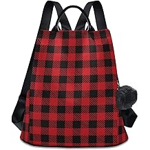 red and black plaid backpack