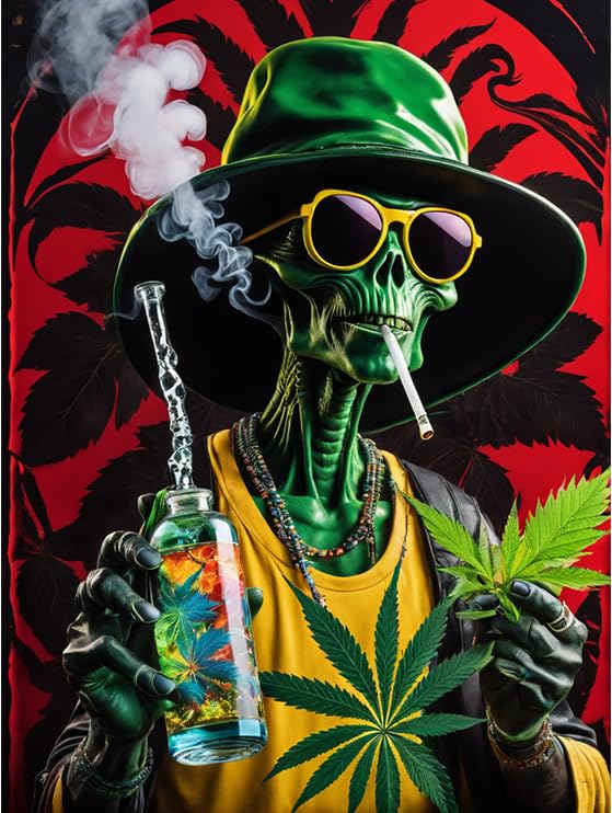 MARKFACE Weed Diamond Art Painting Kits,Colorful Leaves Diamond Painting DIY Diamond Art Kits for Beginners Adults Gifts Full Drill 5D Diamond Dots Wall Home Decor