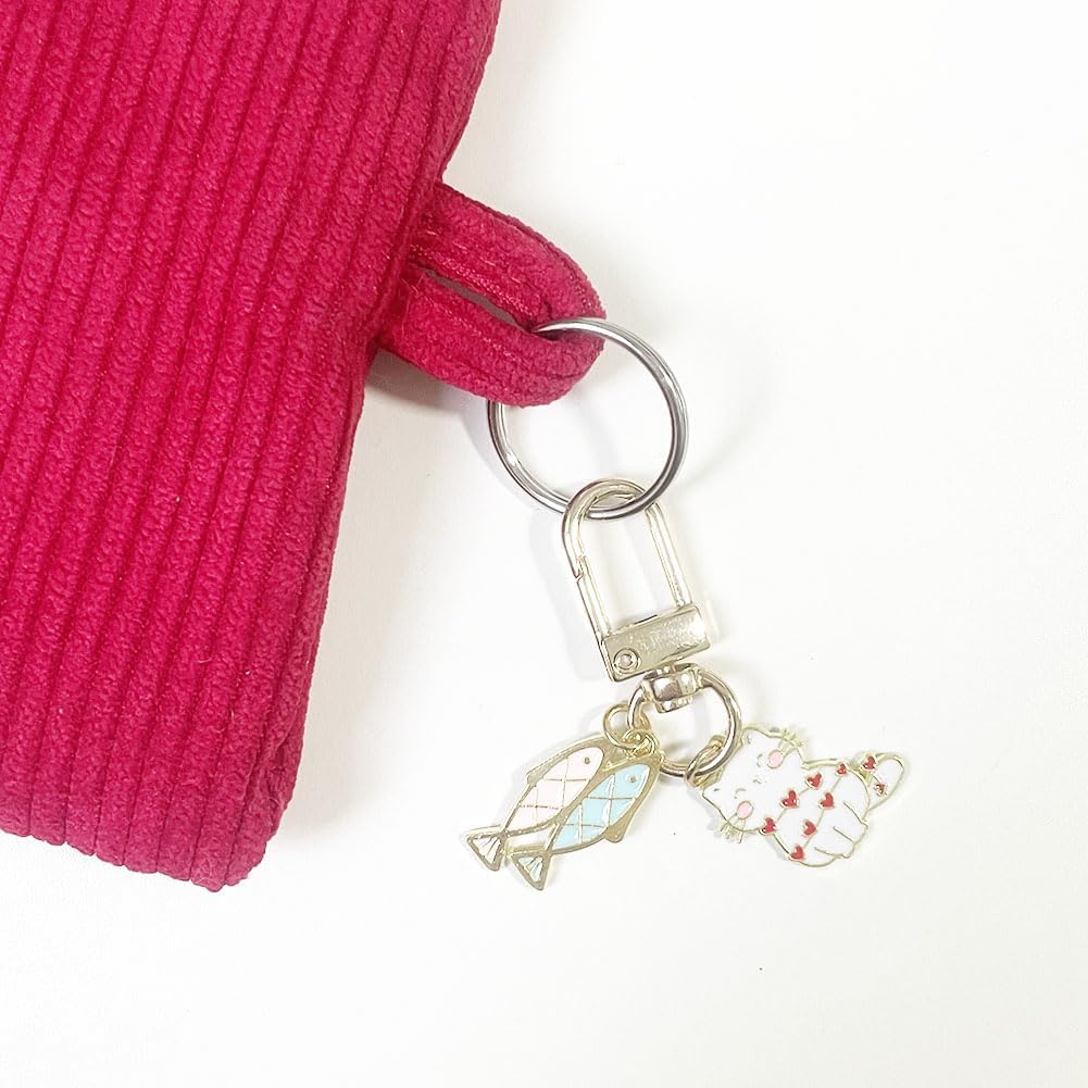 Mini Cat Keychain 3pcs Set Black White Pink Small Key Chain for Women Bag Charm Car Key Ring image 3