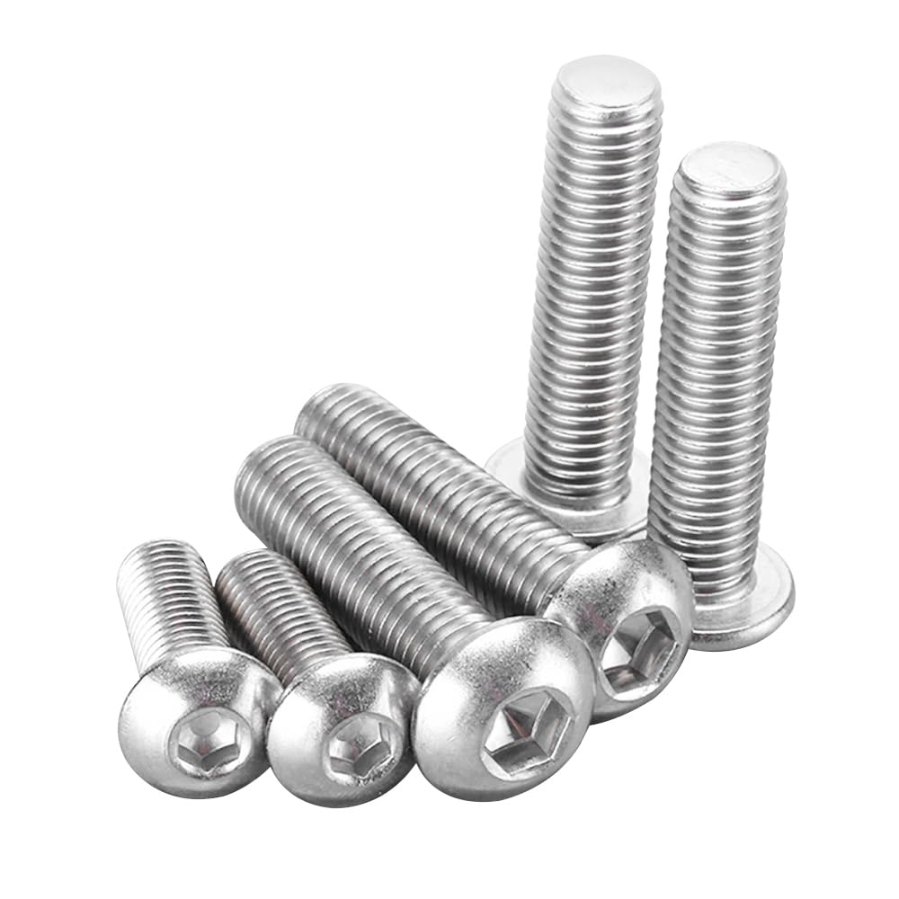 (M8 x 20 mm, 100 piezas) de acero inoxidable, máquina de enchufe de tapa redonda y tornillos de cabeza de botón, pernos plateados para restauración de carpintería de bricolaje, perfecto para proyectos