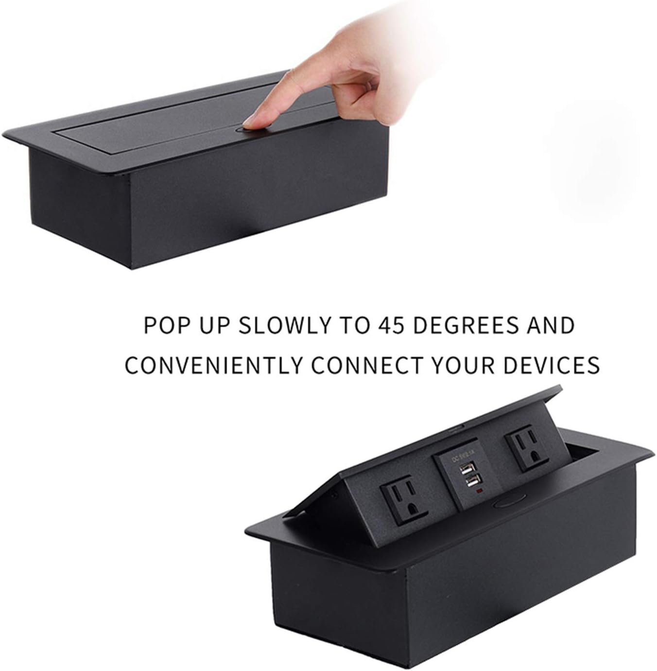 🛒 Crazy Deals Zeshan Desk Power Outlet Pop up Socket with 2 Power and 2 USB Charger for Office Table Black