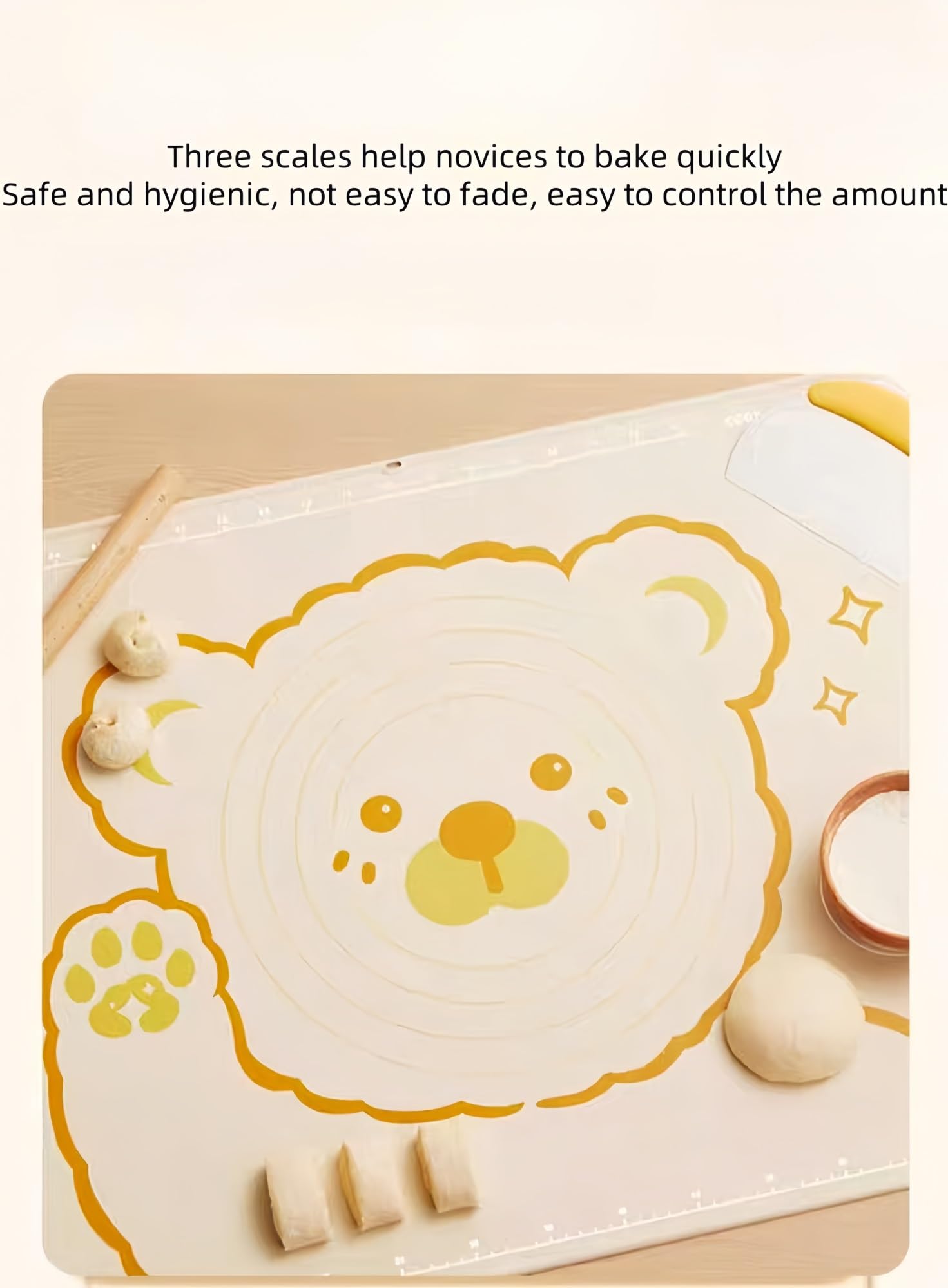 Tapis de pâtisserie en silicone, antidérapant, tapis de cuisson extra large pour rouler la pâte et le fondant