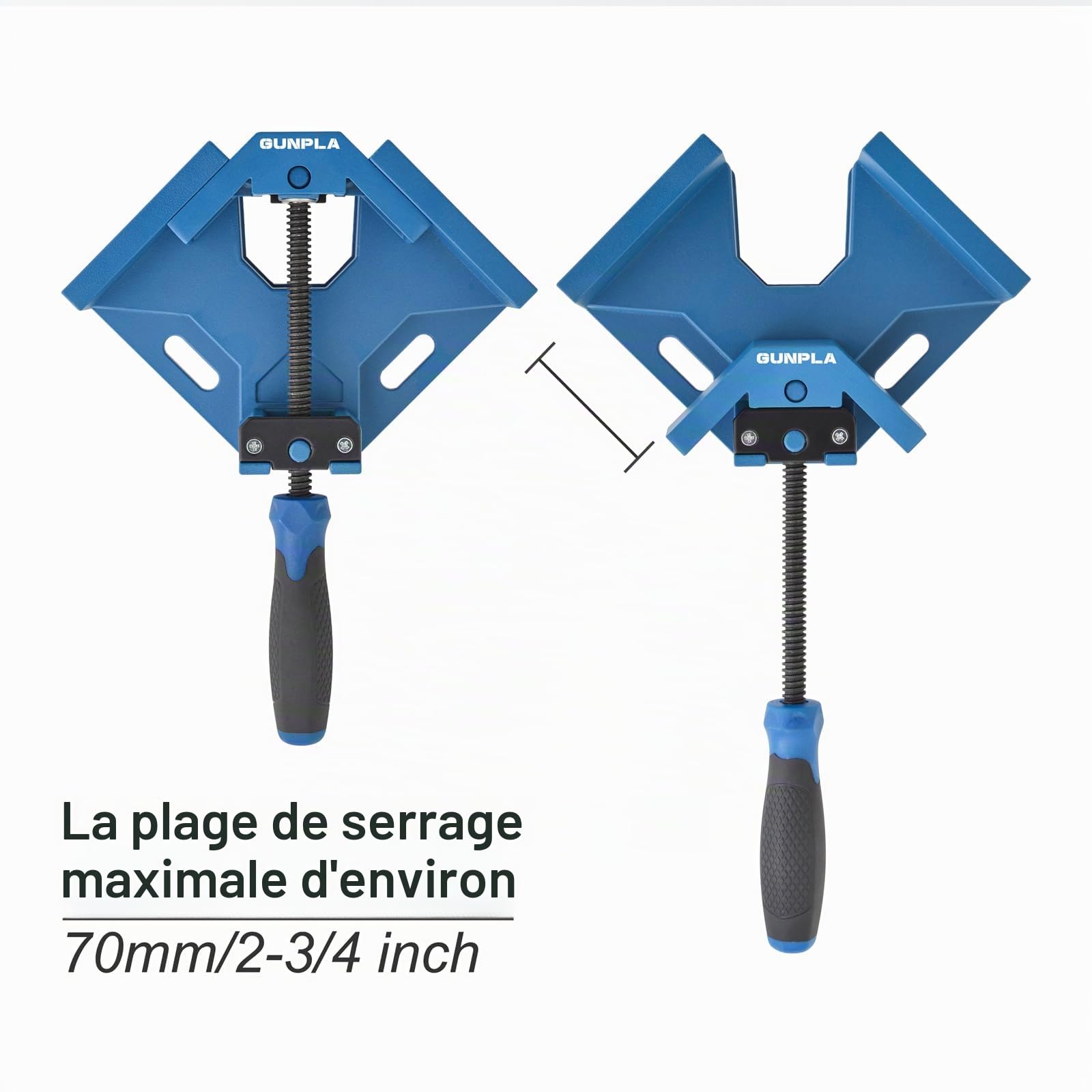 Gunpla 2pcs Serre Joint Angle Droit a 90 Degrés Alliage d'Aluminium Pince d'Angle Mâchoire Pivotante Réglable pour Travail du Bois, Soudage de Charpentier et Bricolage