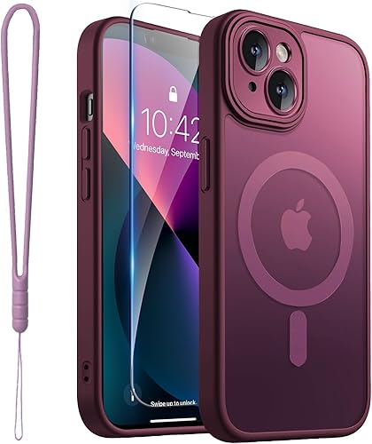 Miniatura 35 de ROYBENS Funda transparente mate para iPhone 14 Pro-Max compatible con Magsafe, protección completa de lente de cámara, protector de pantalla, correa