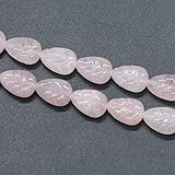 15 Pcs Natural Stone Beads Two Side Carved Leaf Shape Healing Crystal String Beads Rose Quartz Spacer for Jewelry Making Necklace DIY Craft Gift