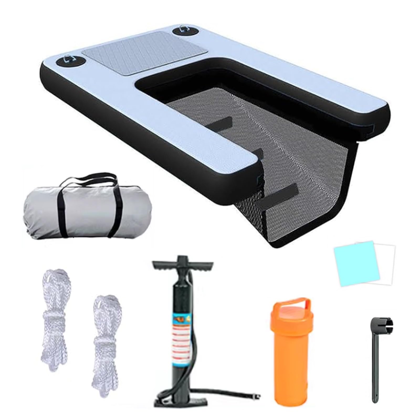 SRNSAEB Floating Dog Water Ramp for Pool/Islands/Lakes/Coasts, Inflatable Dock Platform, Heavy Duty Dog Boat Ramp Portable, Up to 200lbs Dog Pontoon Boat Ladder Ramp(Black)