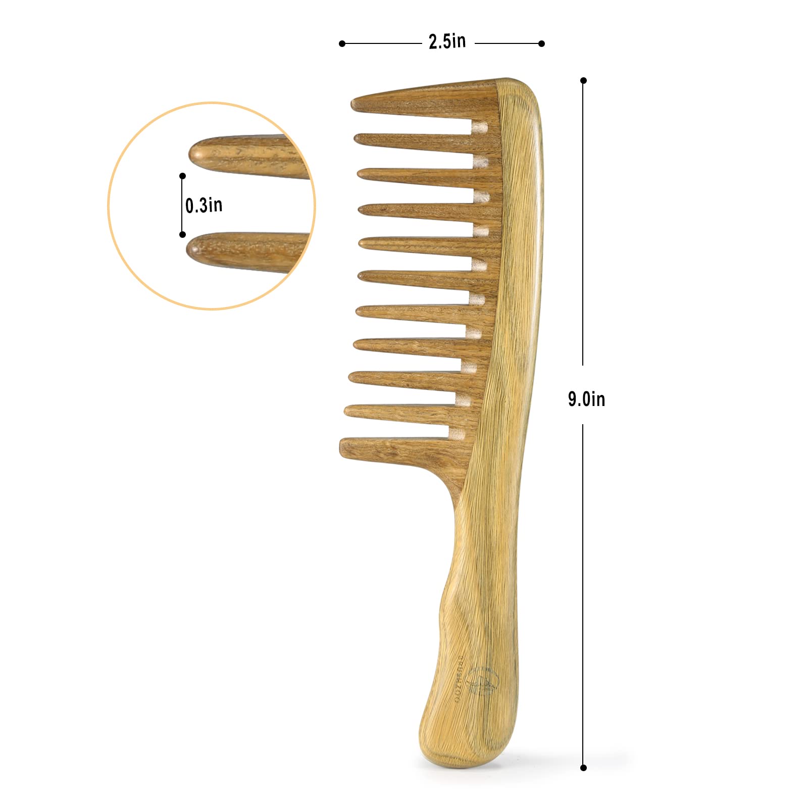 天然木製ヘアコーム 並びに 天然木製ワイドトゥースコーム