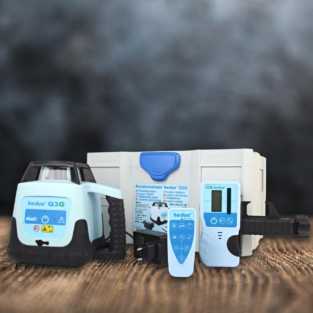 Niveau Laser Rotatif Q3G - Laser chantier autonivelant, avec deux classes de laser et rayon laser vert (dans Systainer avec récepteur laser, télécommande et chargeur)