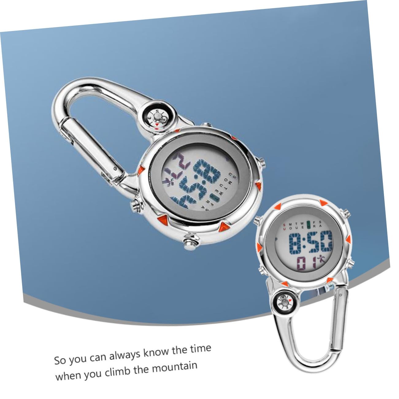 ifundom Gancio in Acciaio Inossidabile Orologio in Acciaio Inossidabile Orologio per Esterno Clip Sull'orologio Attenzione All'arrampicata Accessorio Orologio Orange