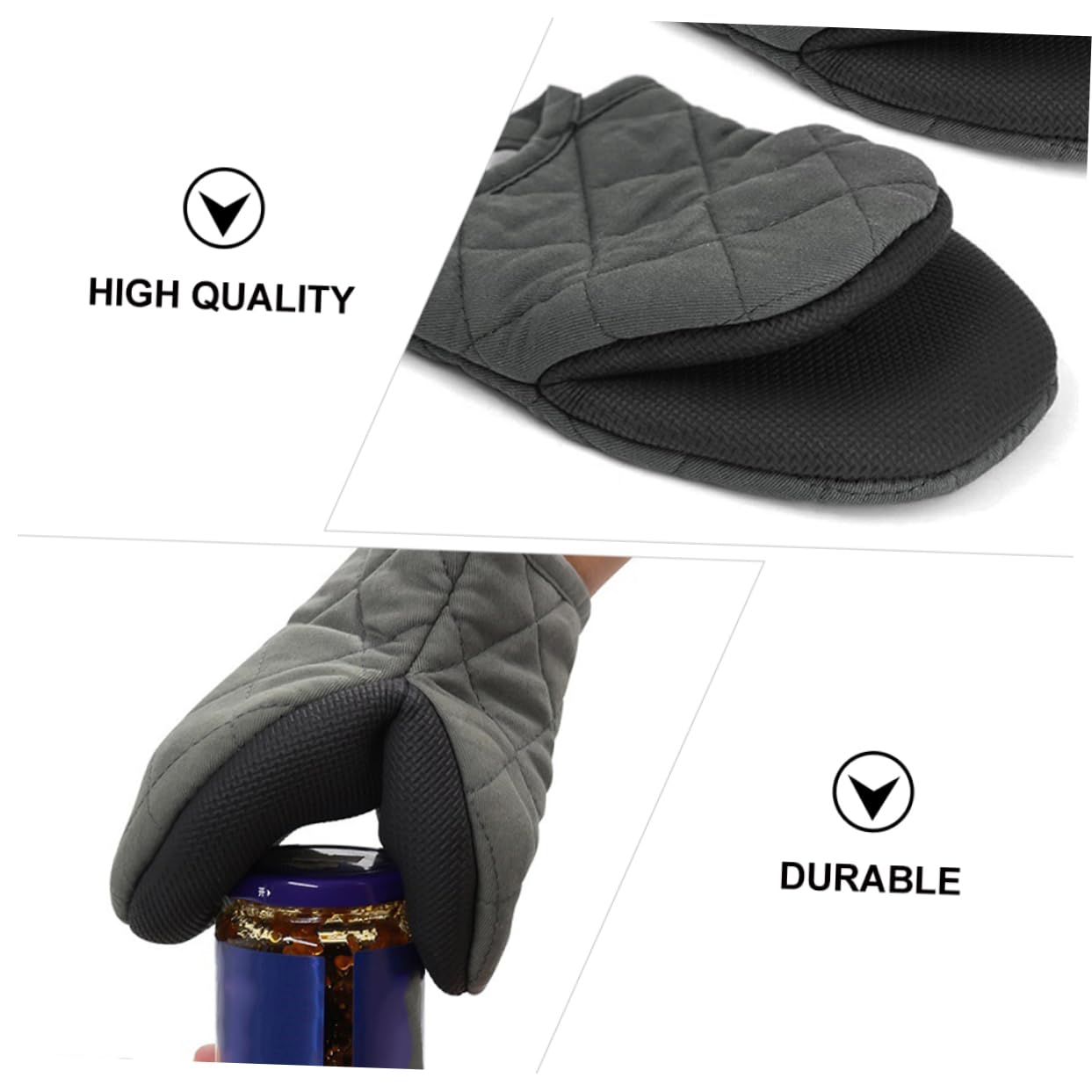 STOBAZA 1Pair Heat Insulation Gloves Kitchen Oven Gloves Grey Microwave Baking Mitts Cooking Heat Resistant Easy to Clean for Safe Food Handling and Grilling