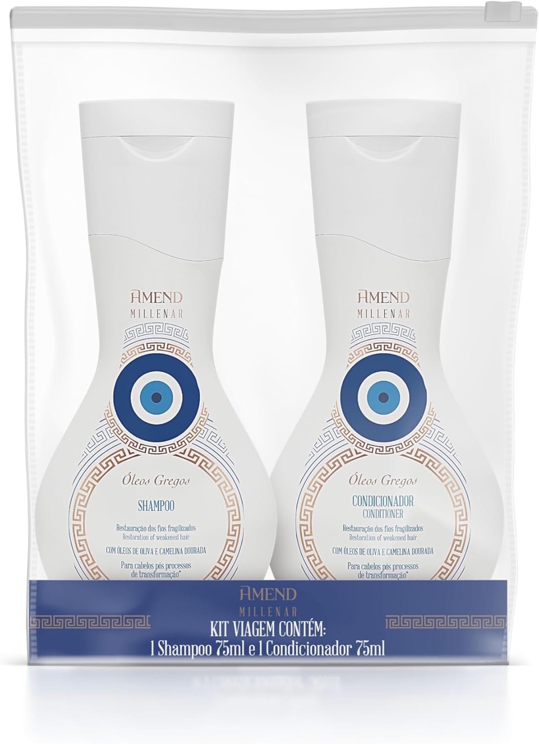 Kit Mini Viagem Amend Millenar Óleos Gregos Shampoo 75ml + Condicionador 75ml – Nutrição Capilar