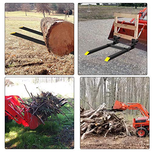 Ebesttech 1Pc 4000Lbs Clamp On Pallet Forks 60 Inch Heavy Duty Steel Fork Length Pallet Bucket Forks With Adjustable Stabilizer Bar For Loader Bucket Skidsteer Tractor #TOP6