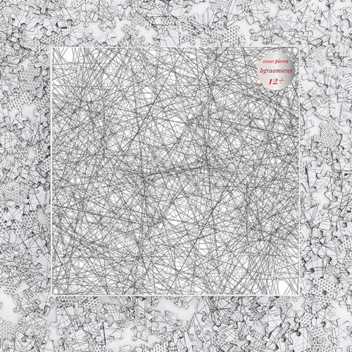 Bgraamiens Puzzle-The Lines -1000 Parça Siyah Beyaz Basit Moda Mücadelesi Mavi Tahta Yapboz